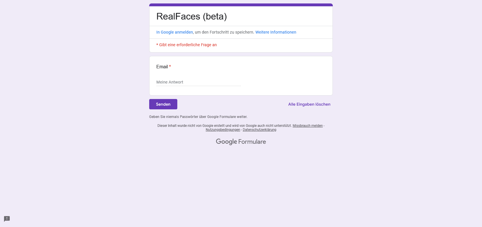 Screenshot of RealFaces AI Website