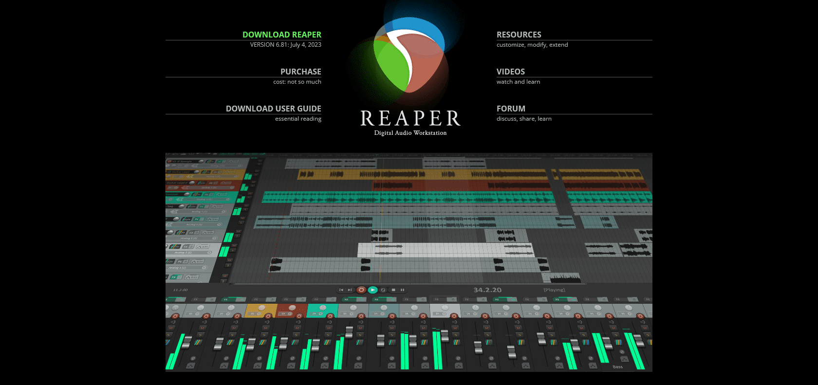 Screenshot of Reaper Website