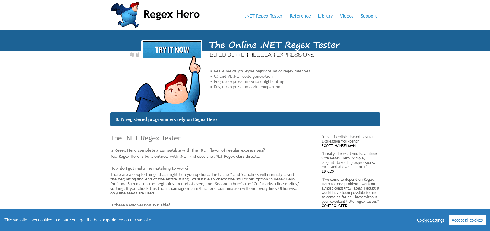 Screenshot of Regex 101 Website