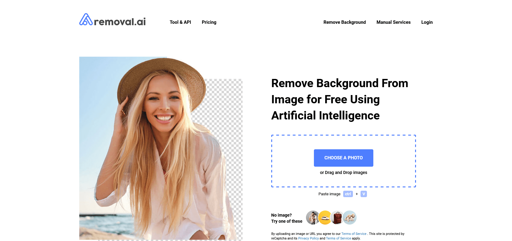 Screenshot of Removal AI Website