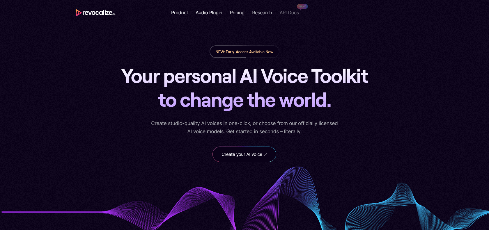 Screenshot of Revocalize AI Website