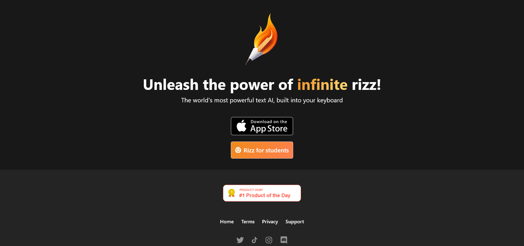 Screenshot of Rizz! Website