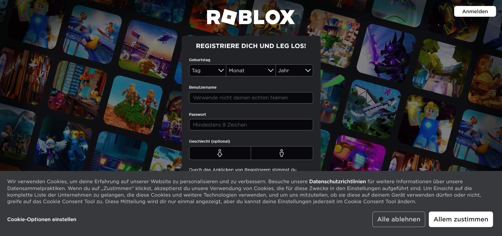 Screenshot of Roblox Website