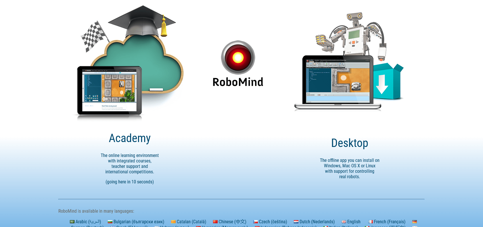 Screenshot of RoboMind Website