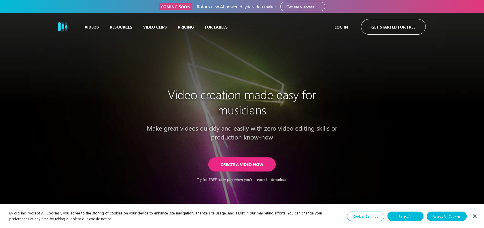 Screenshot of Rotor Videos Website