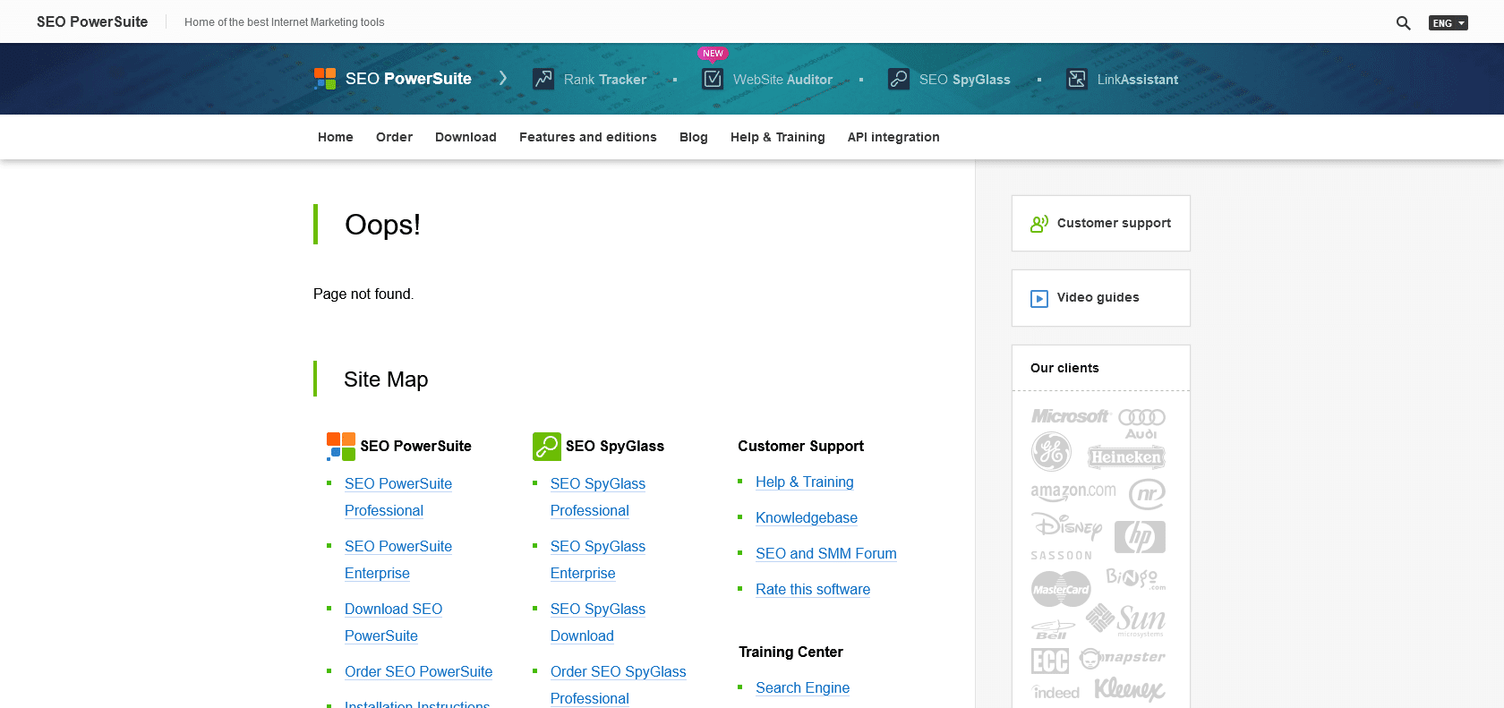 Screenshot of SEO PowerSuite Website