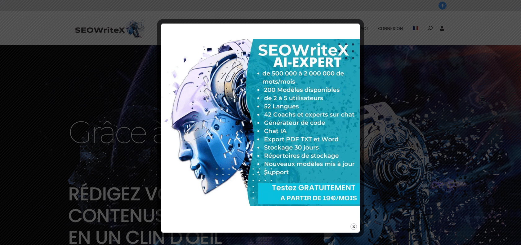 Screenshot of SEOWriteX Website