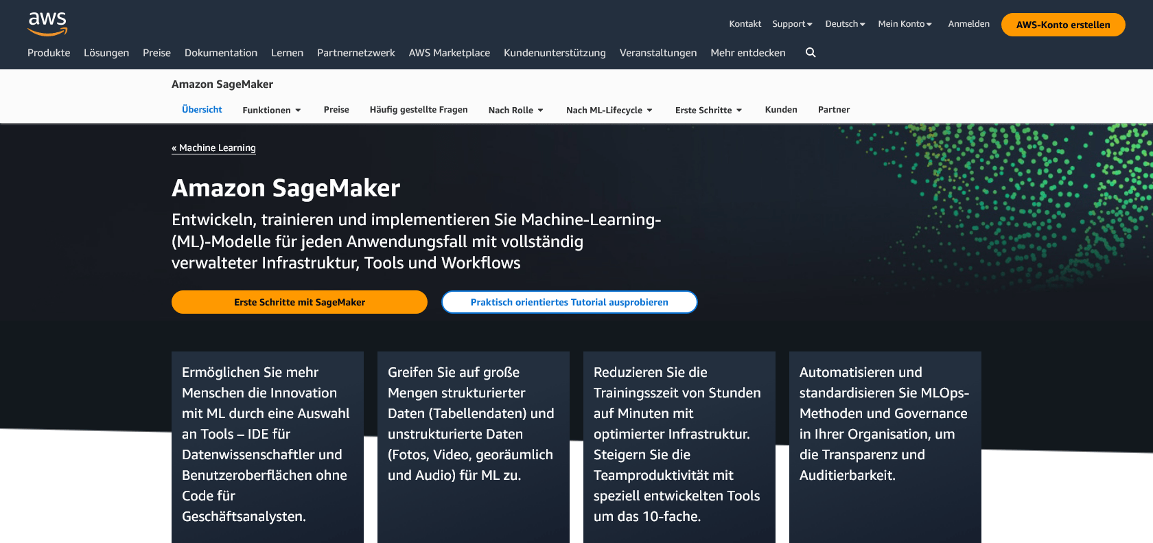 Screenshot of Sagemaker Studio Website