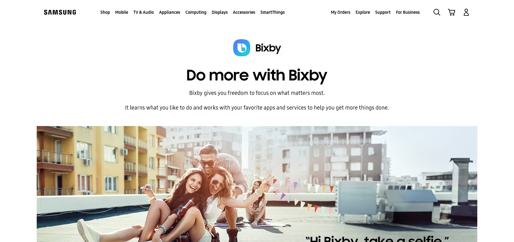 Screenshot of Samsung Bixby Website