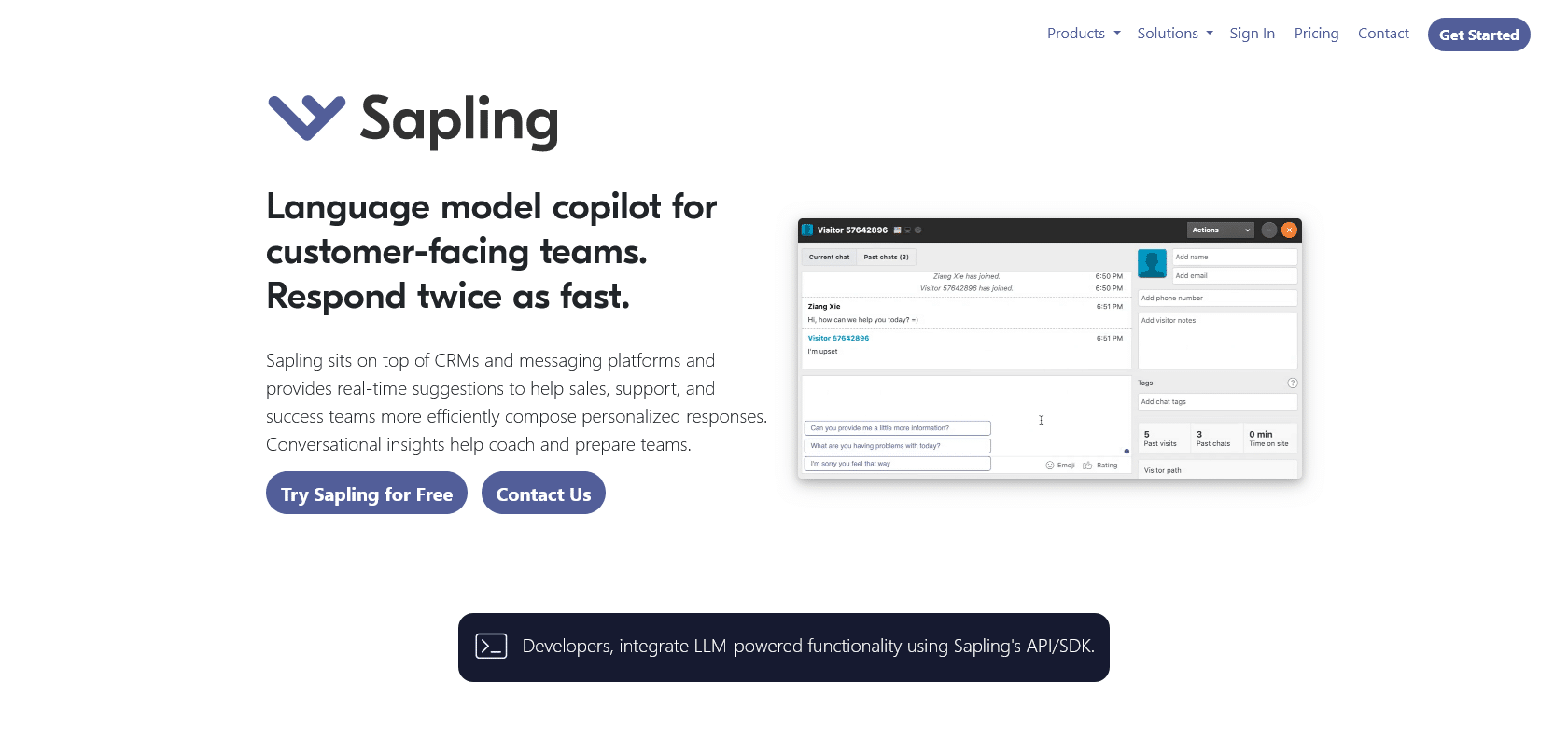 Screenshot of Sapling Website