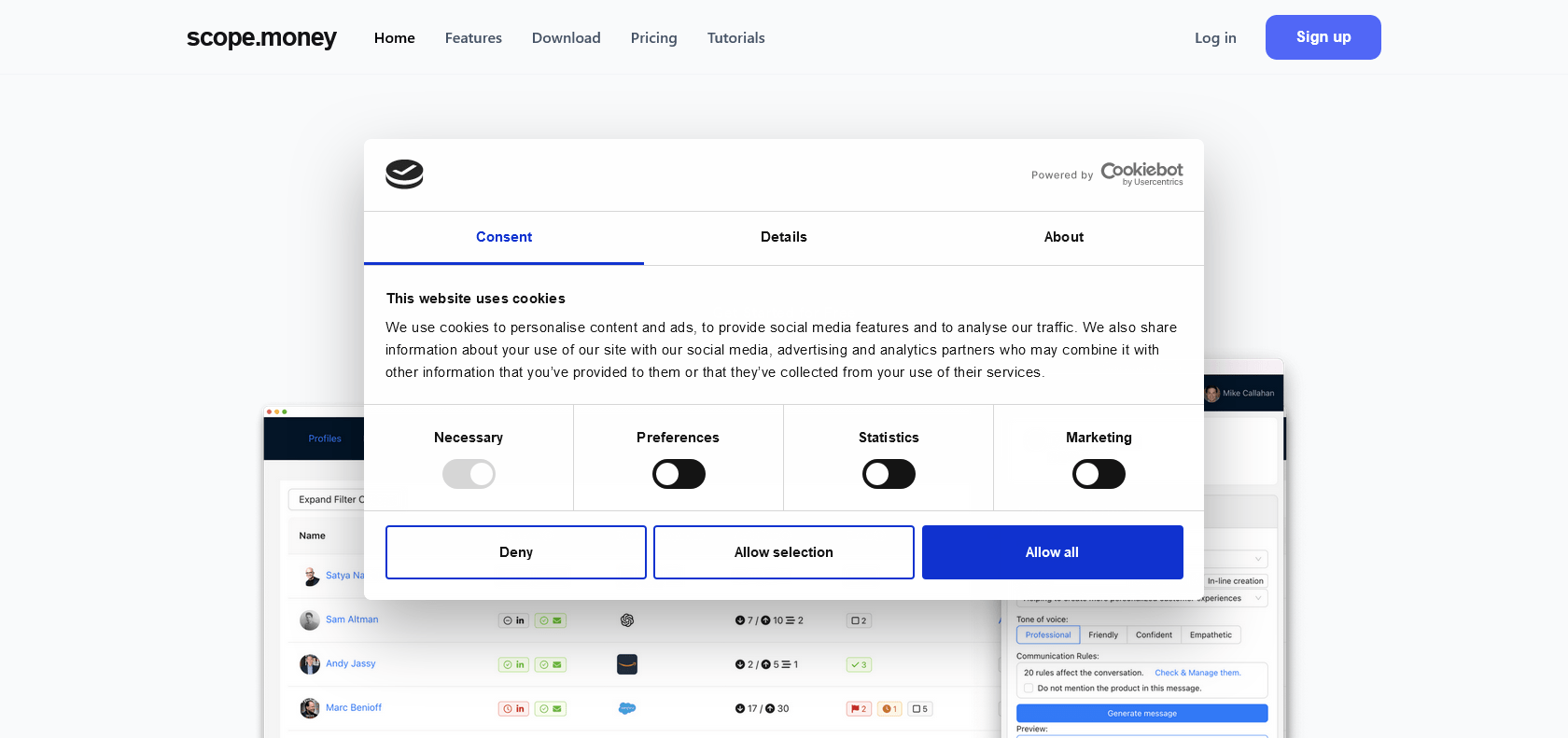 Screenshot of Scope.money Website