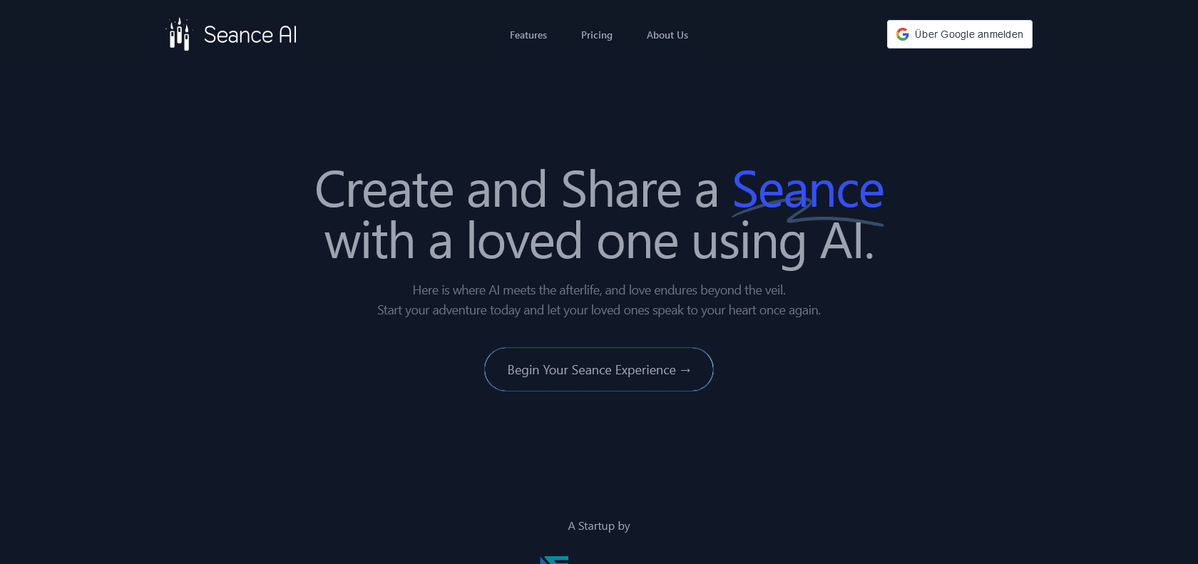 Screenshot of Seanceai Website