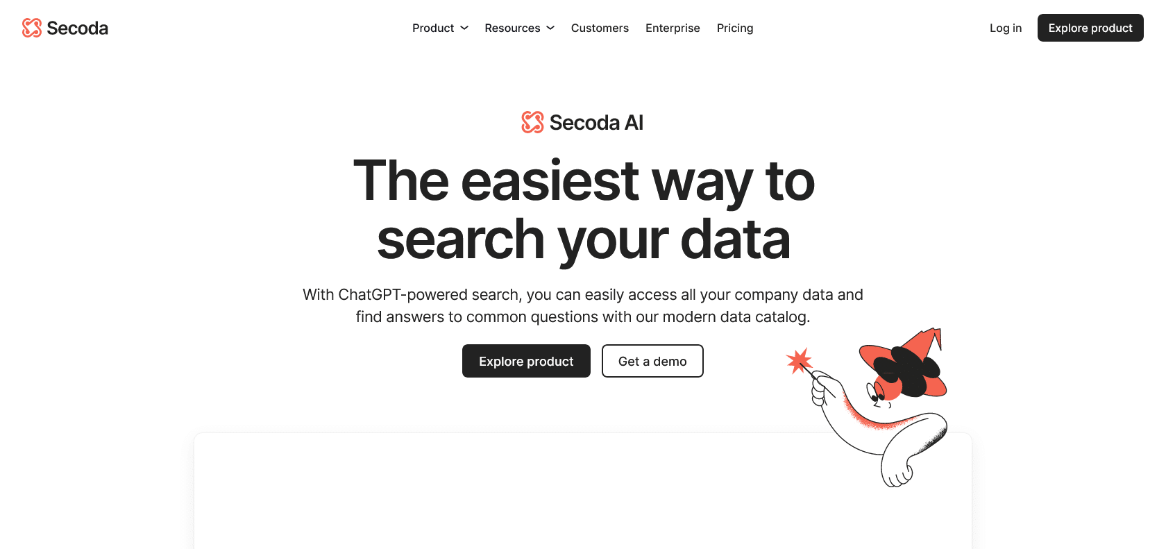 Screenshot of Secoda AI Website