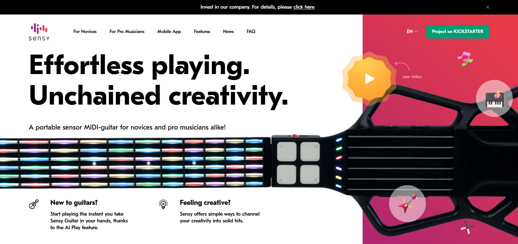 Screenshot of Sensy Guitar Website