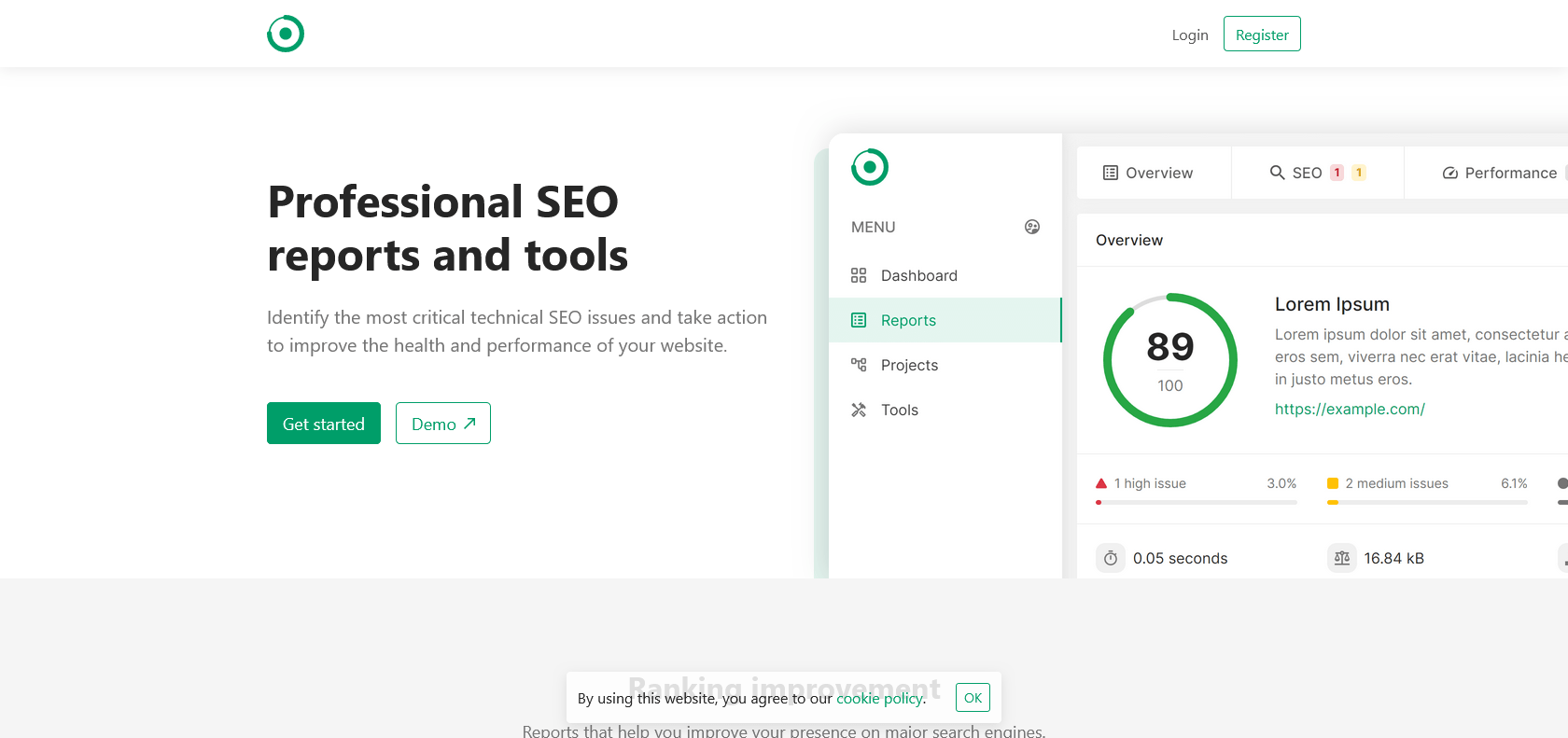 Screenshot of SeoTools Website