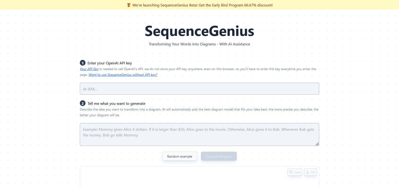Screenshot of SequenceGenius Website