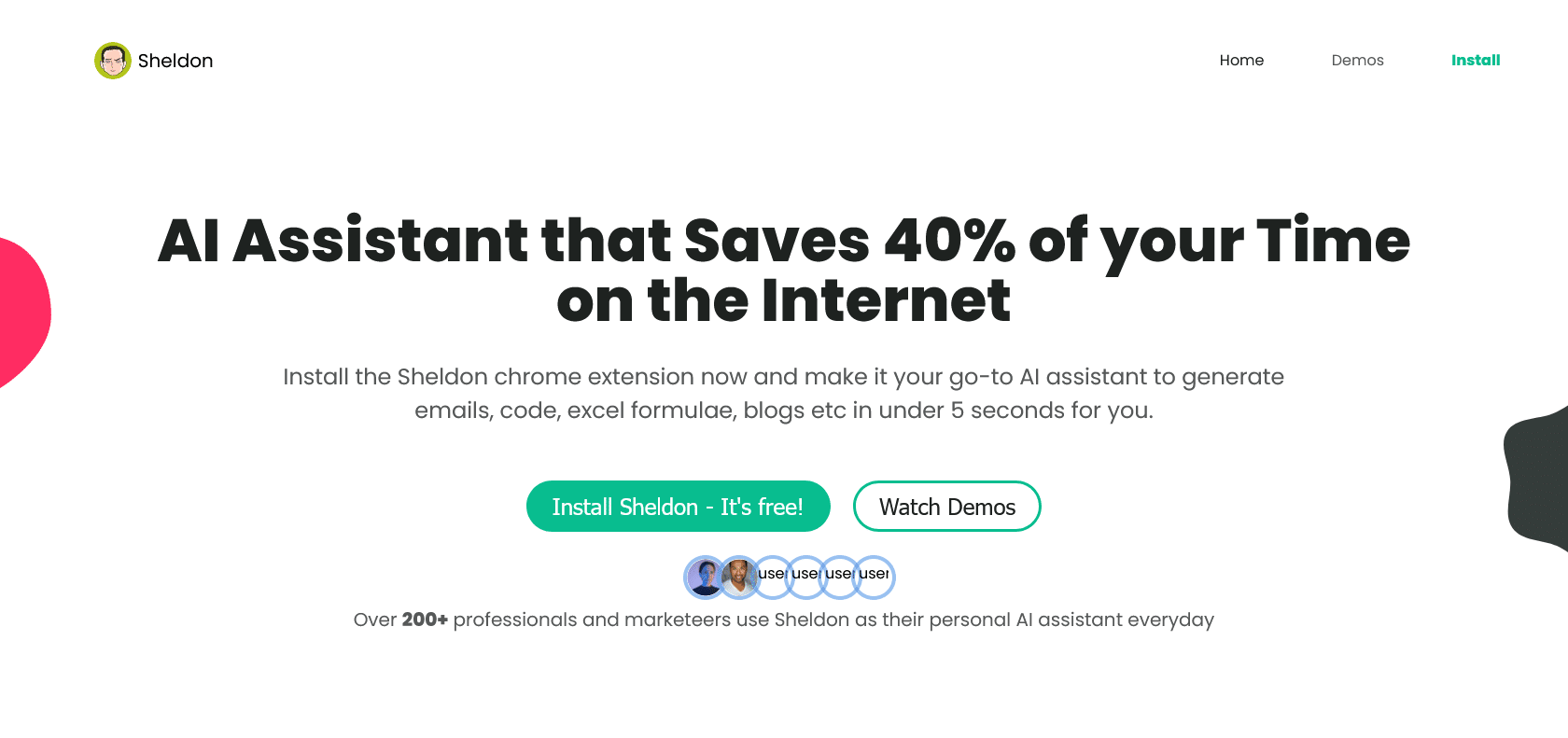 Screenshot of Sheldon AI Website