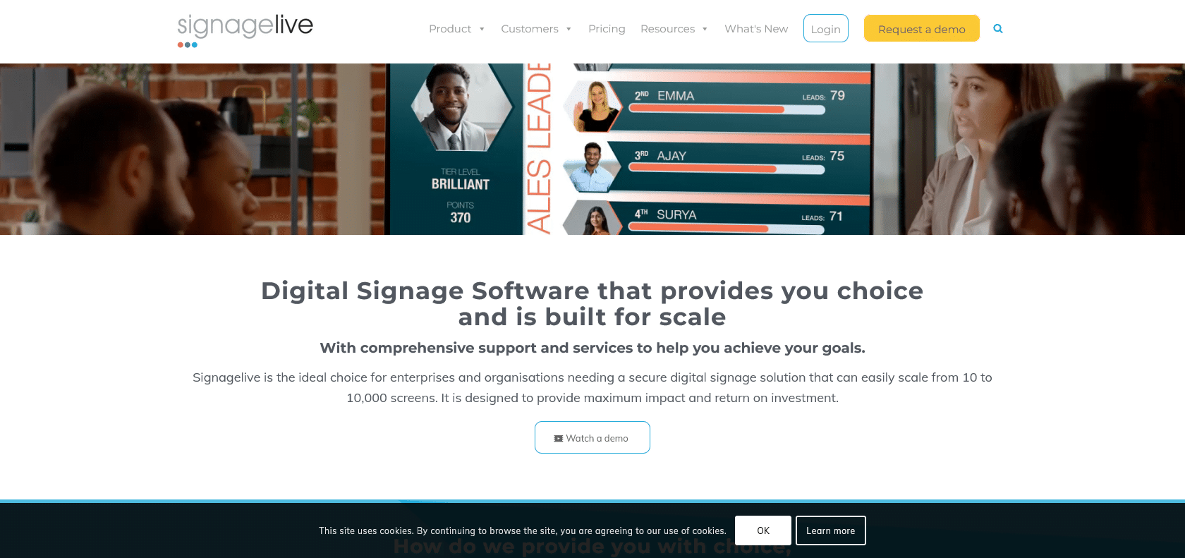 Screenshot of Signagelive Website