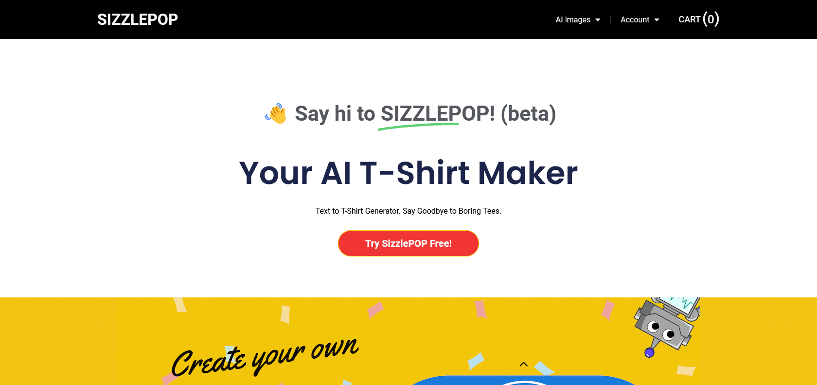 Screenshot of SizzlePop AI Website