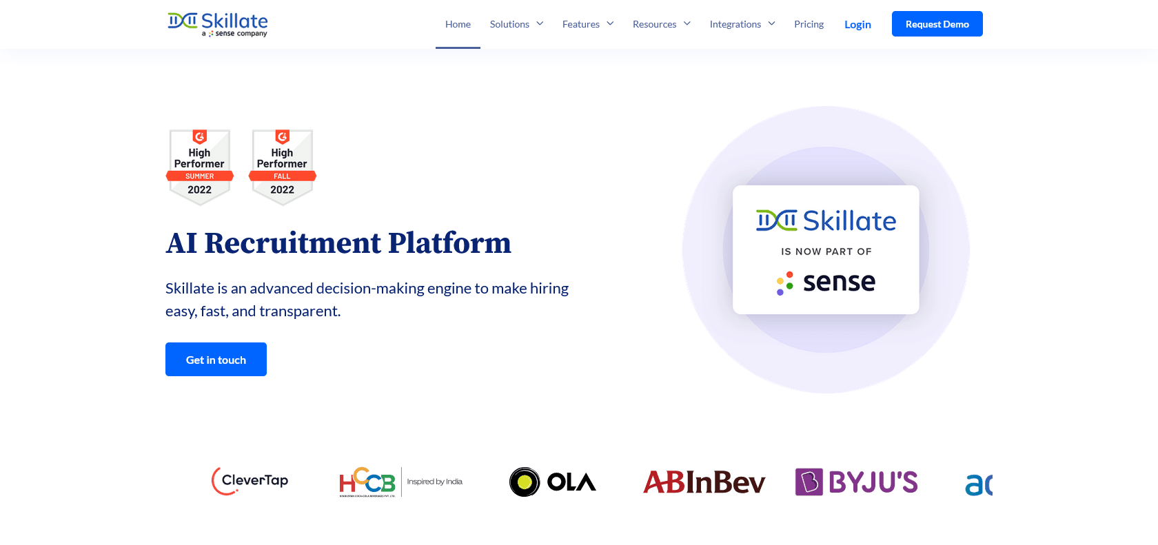 Screenshot of Skillate Website