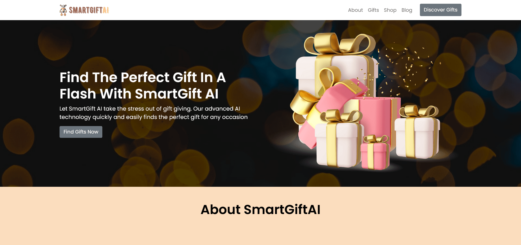 Screenshot of Smart Gift AI Website