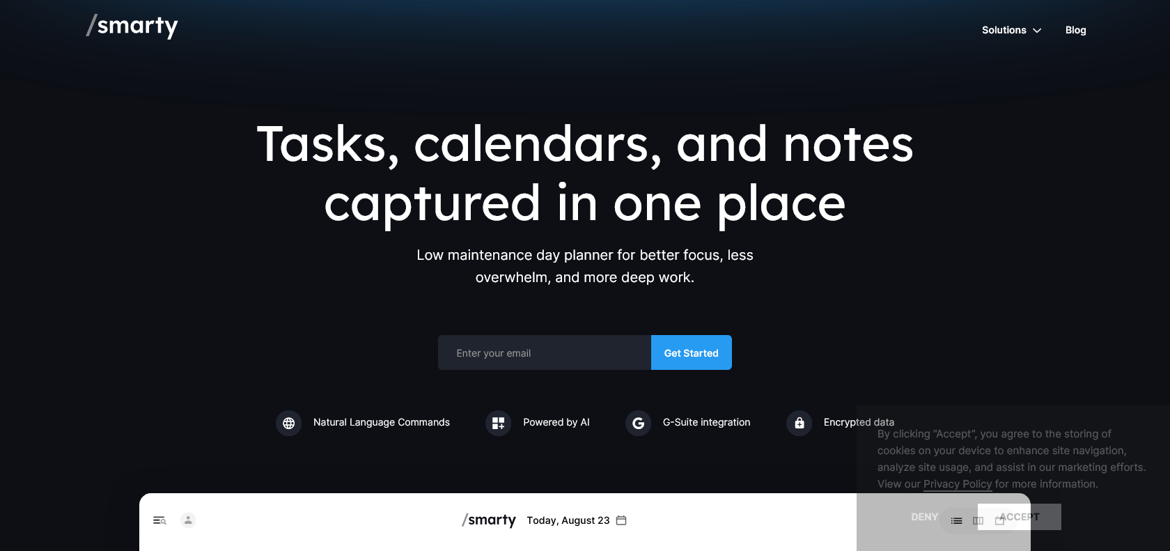 Screenshot of Smarty Website