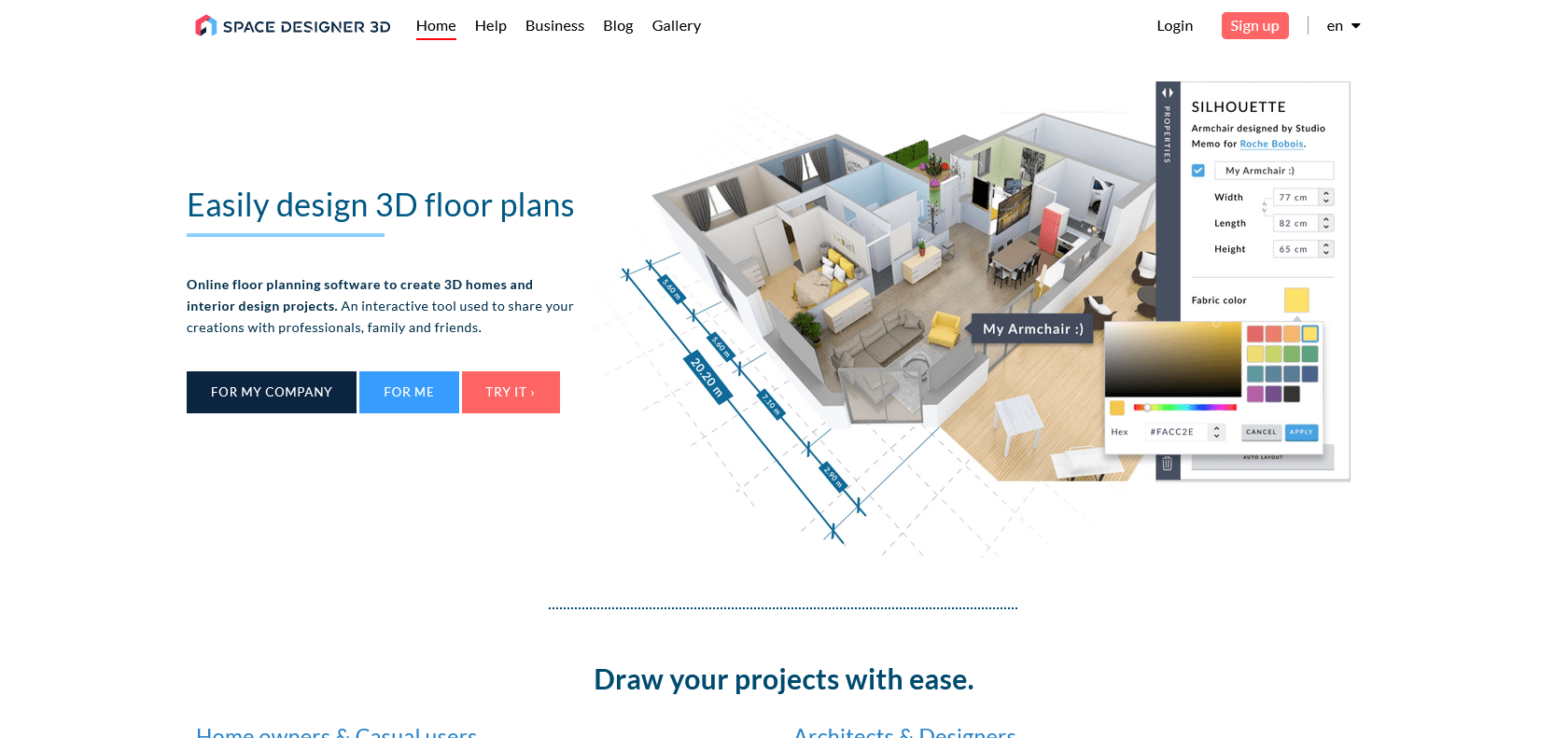 Screenshot of Space Designer 3D Website