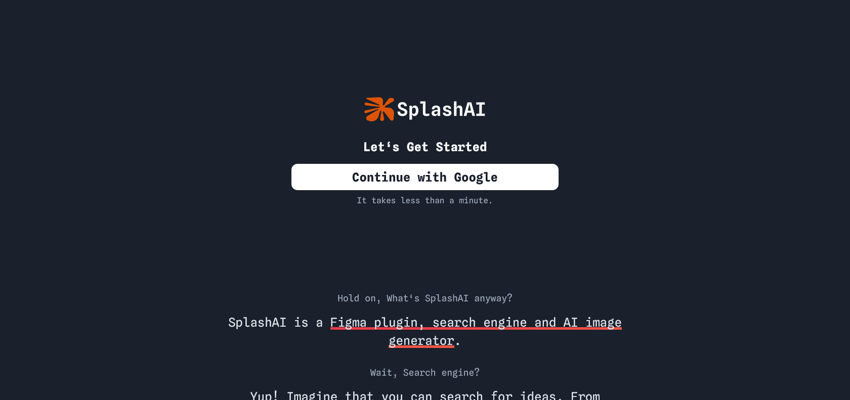 Screenshot of SplashAI Website