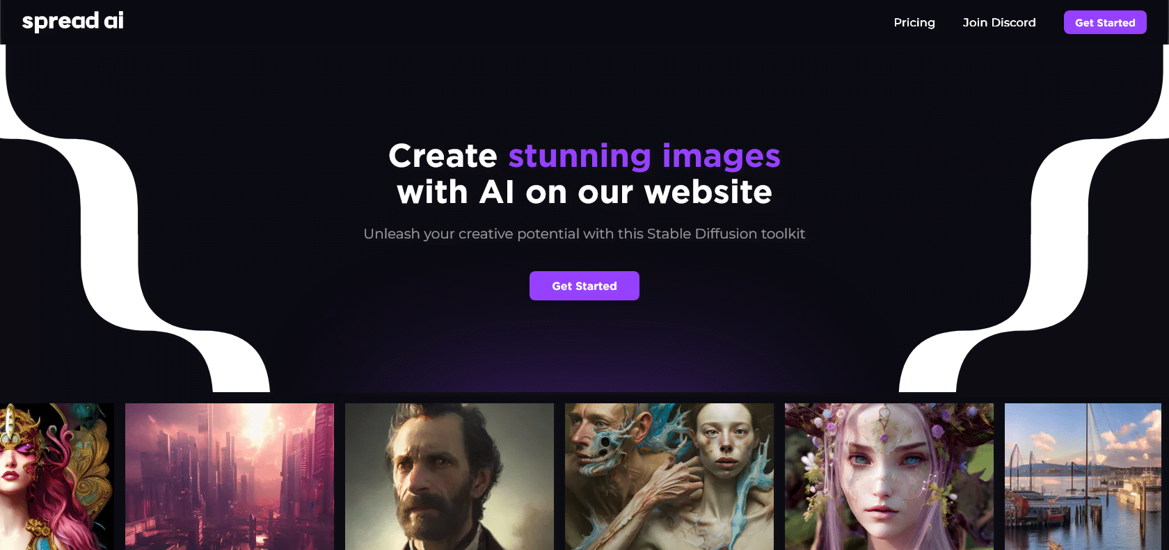 Screenshot of Spread AI Website