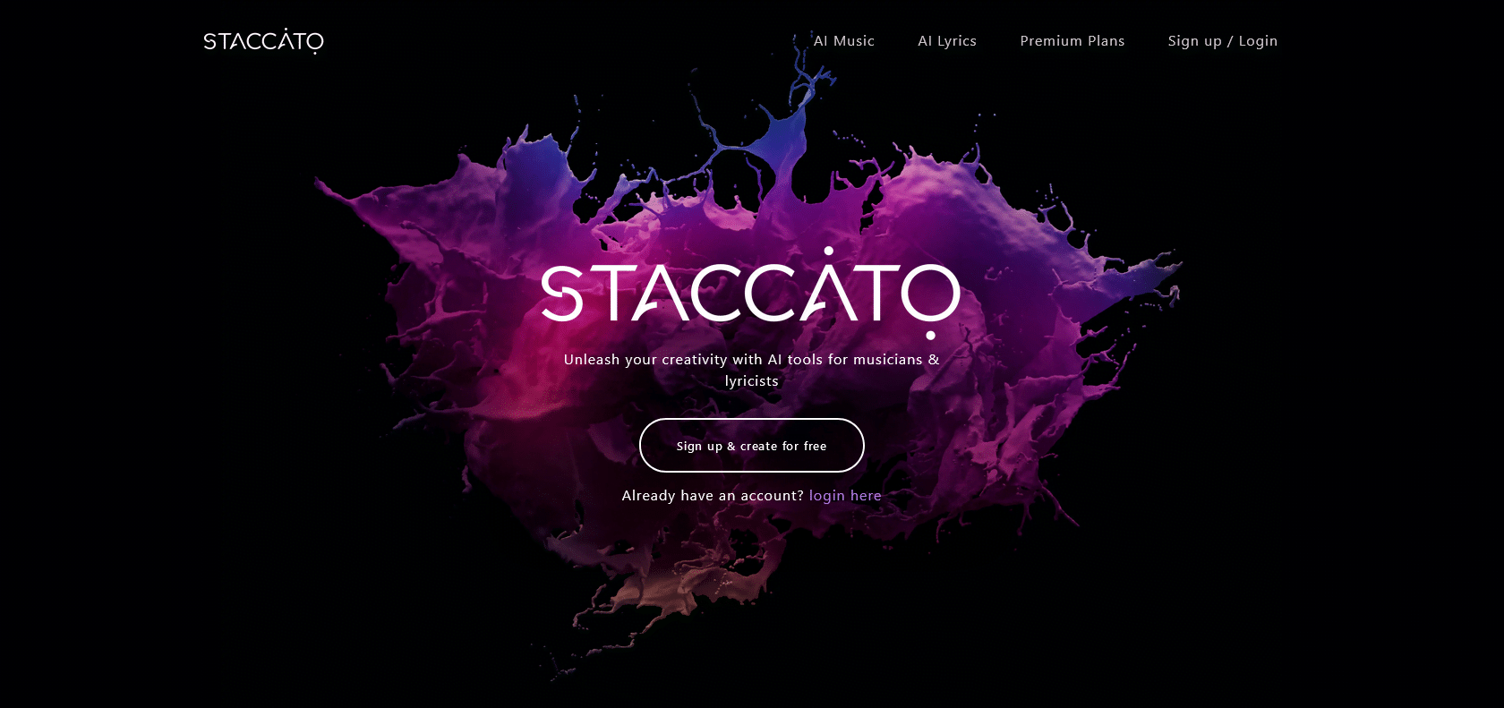 Screenshot of Staccato Website