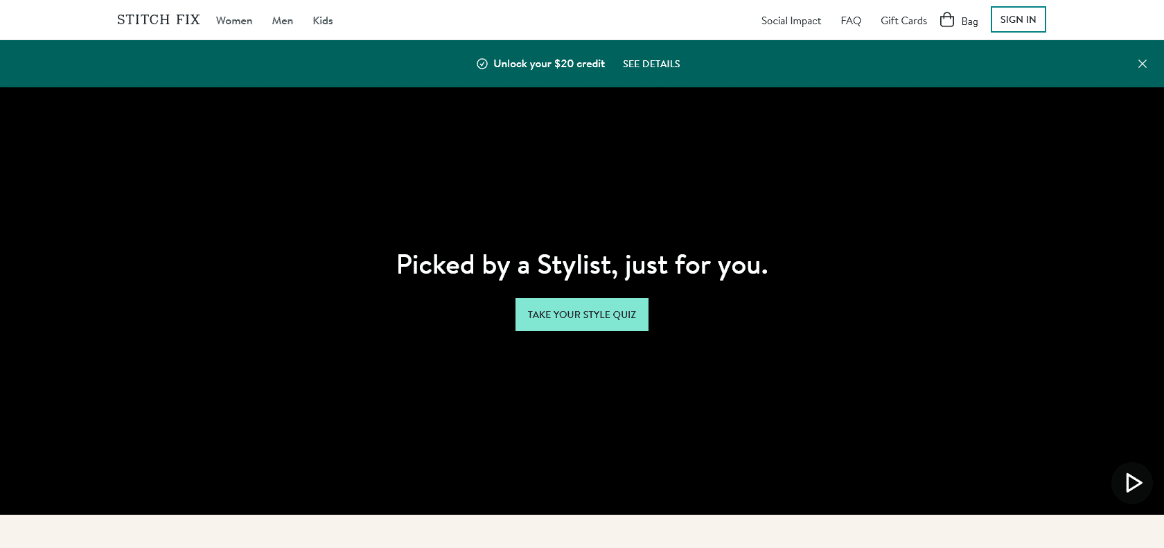 Screenshot of StitchFix Website