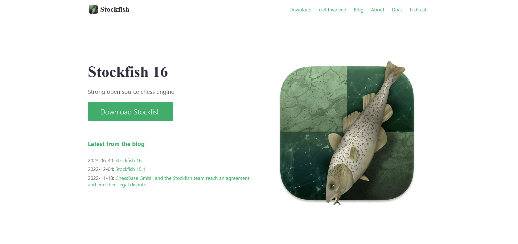 Screenshot of Stockfish Website