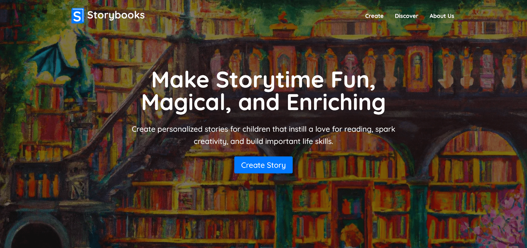Screenshot of StoryBooks Website
