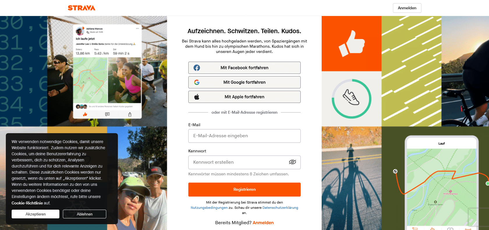 Screenshot of Strava Website