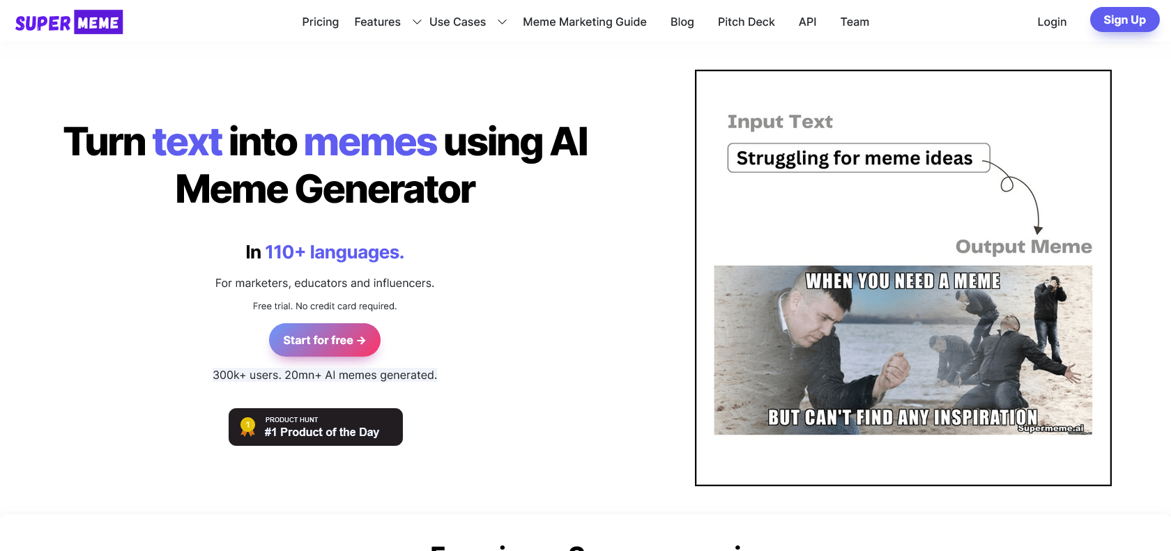 Screenshot of Super Meme Website