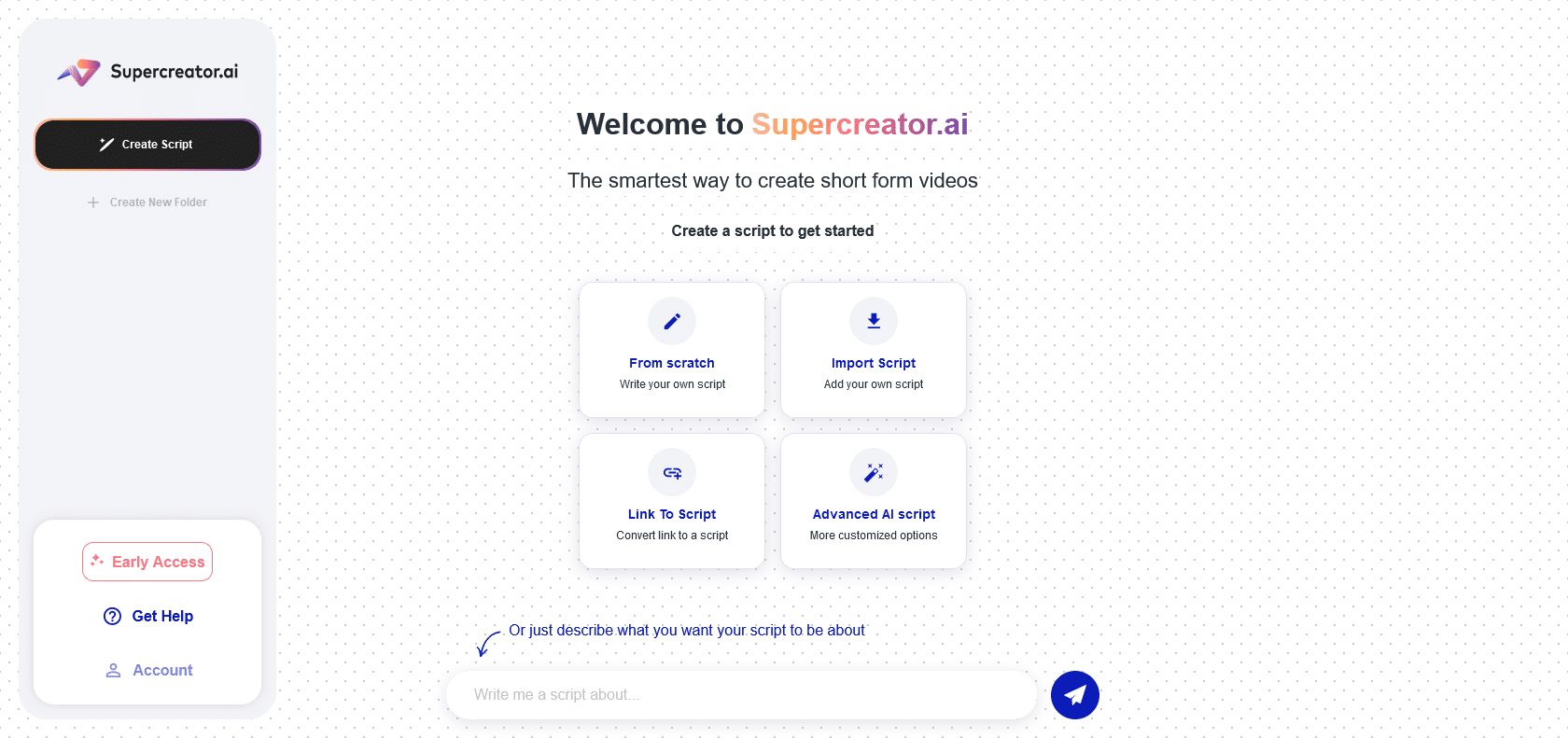 Screenshot of Supercreator Website
