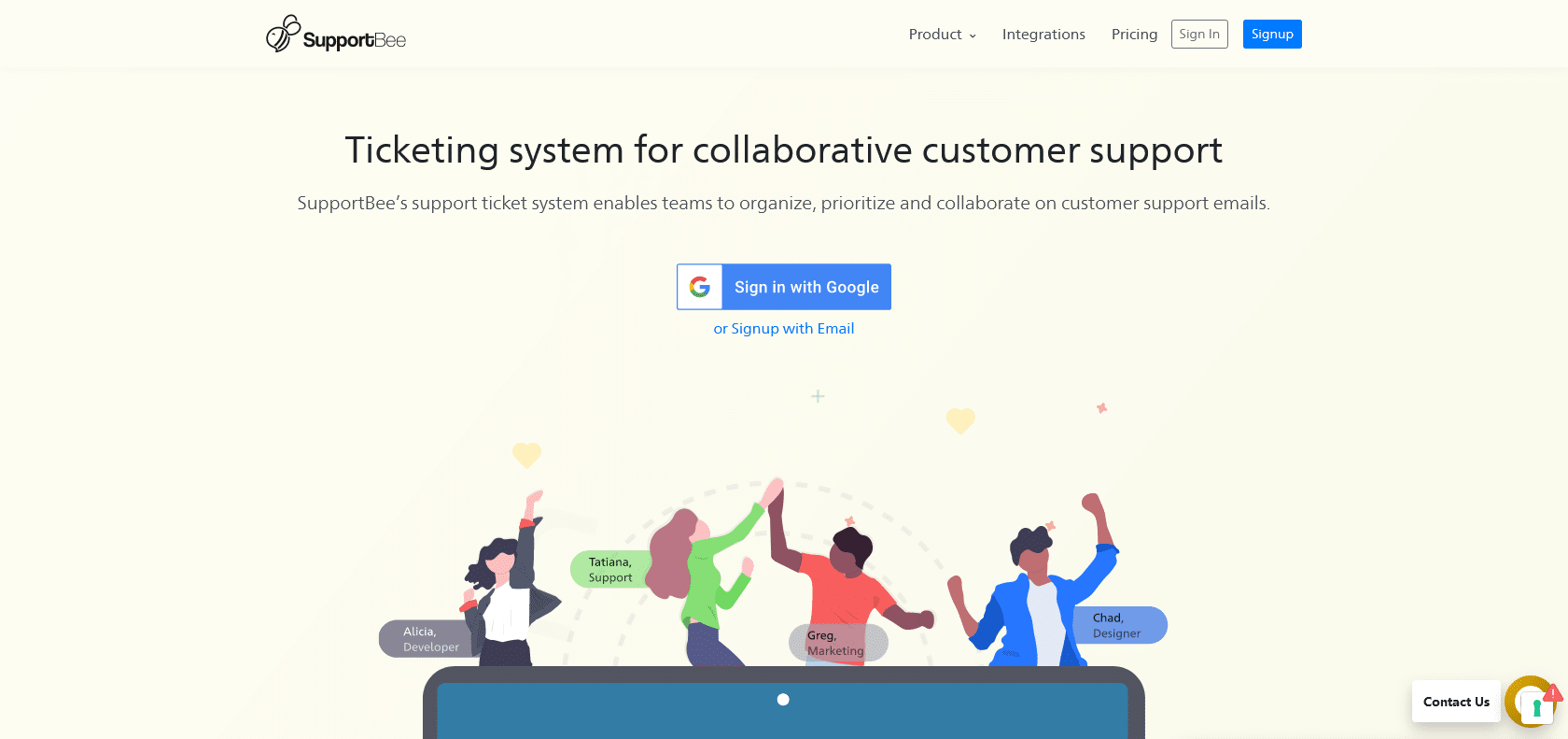 Screenshot of SupportBee Website