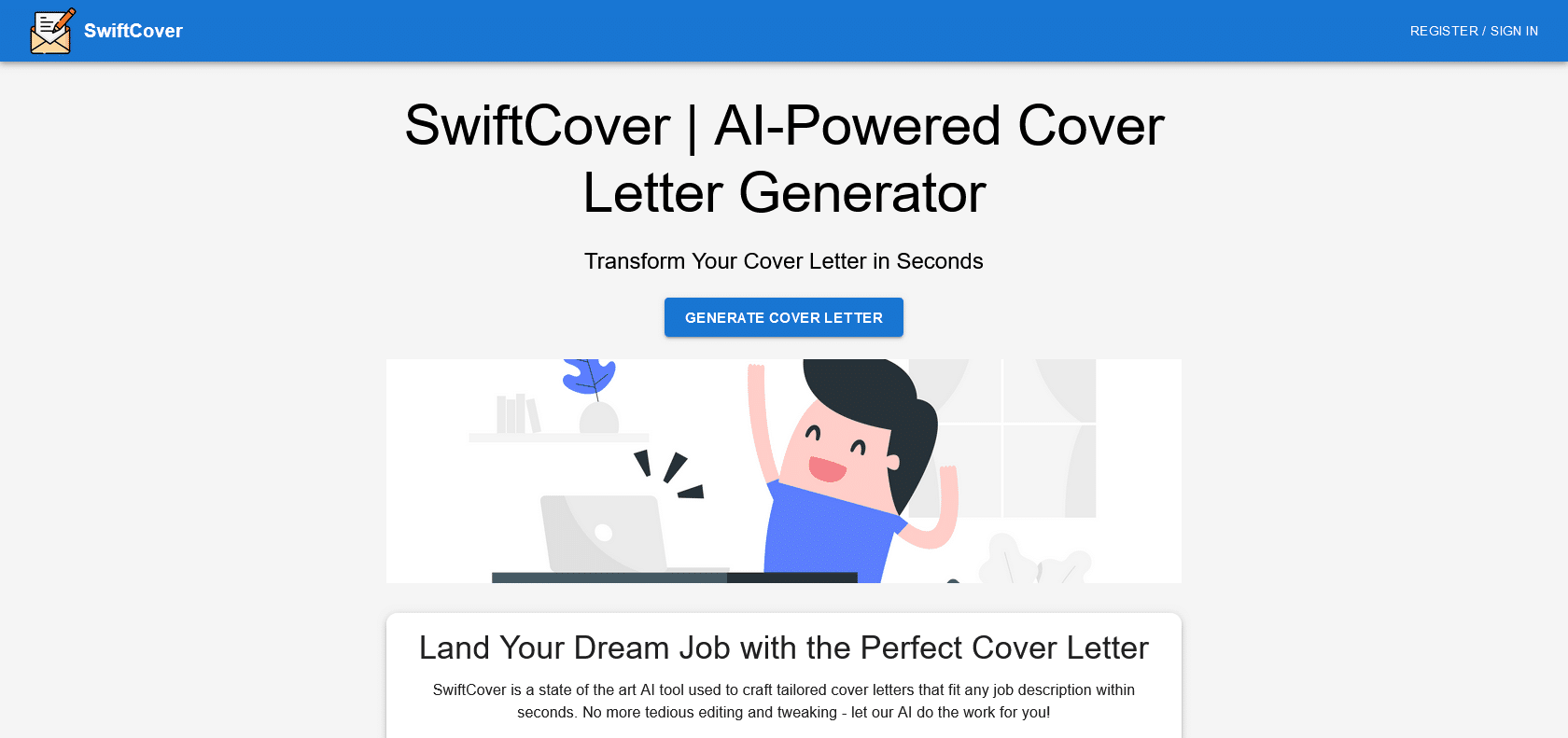 Screenshot of Swiftcover Website