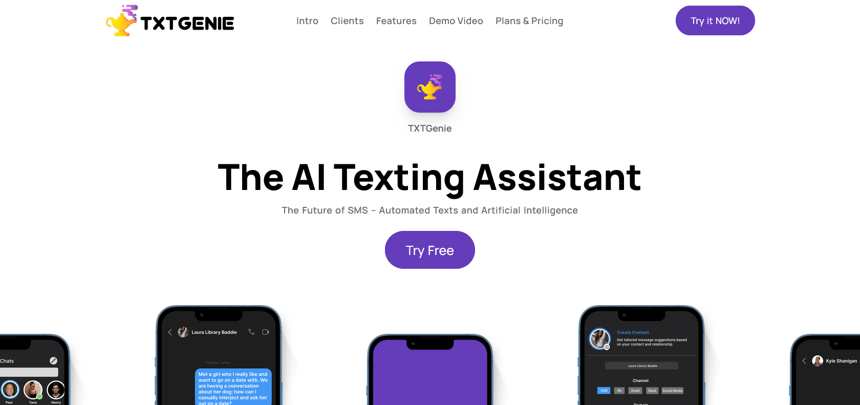 Screenshot of TXTGenie Website