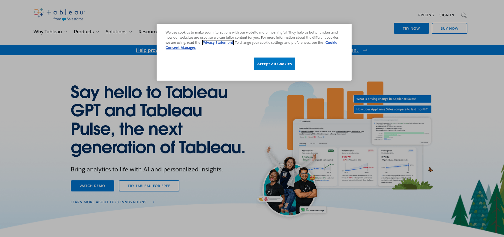 Screenshot of Tableau Website