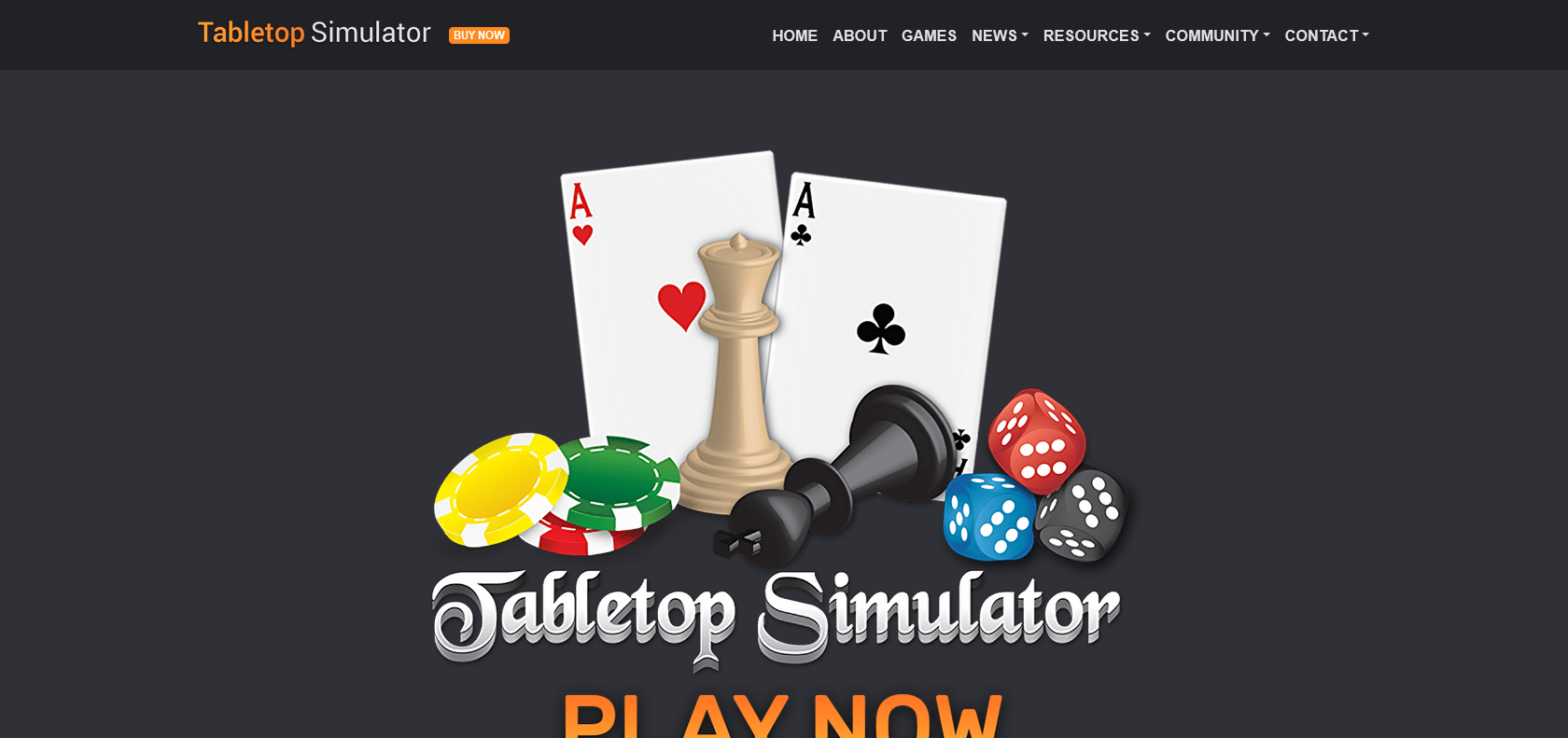Screenshot of Tabletop Simulator Website