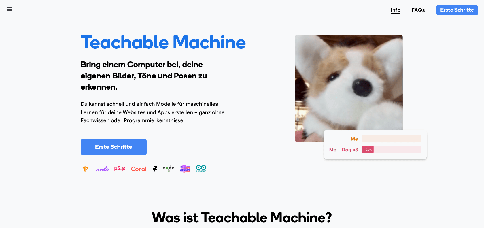 Screenshot of Teachable Machine Website