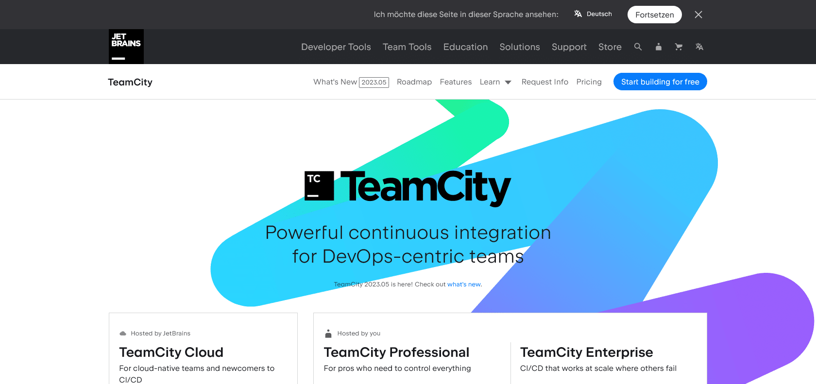 Screenshot of TeamCity Website