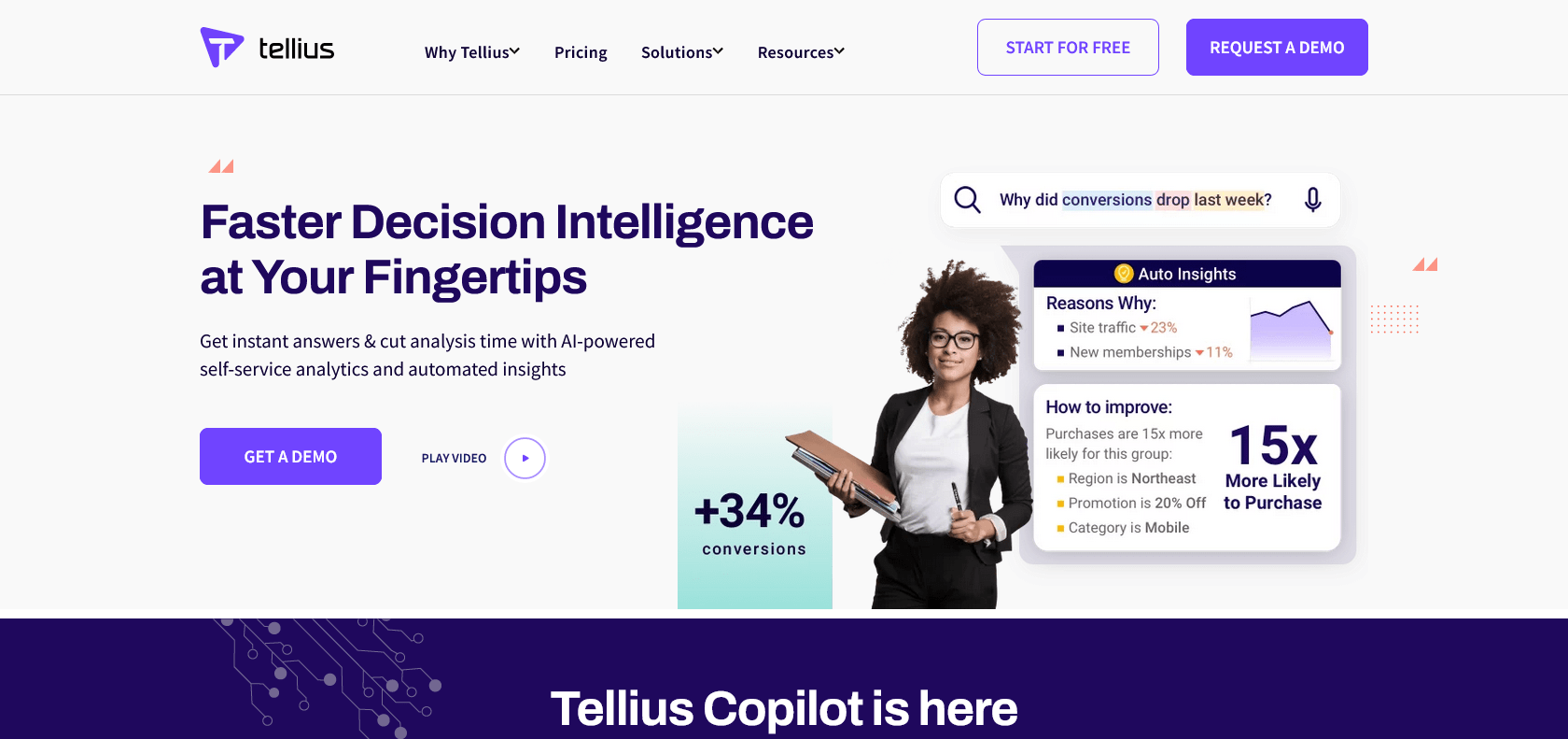 Screenshot of Tellius Website
