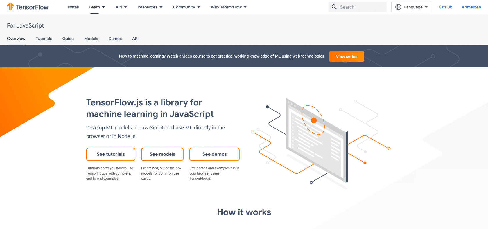 Screenshot of Tensorflow.js Website