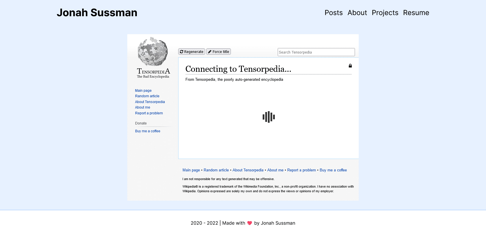 Screenshot of Tensorpedia Website