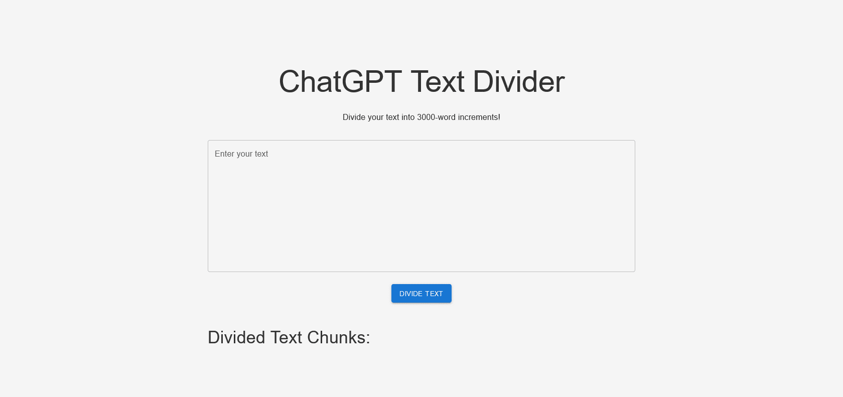 Screenshot of Text Divider Website