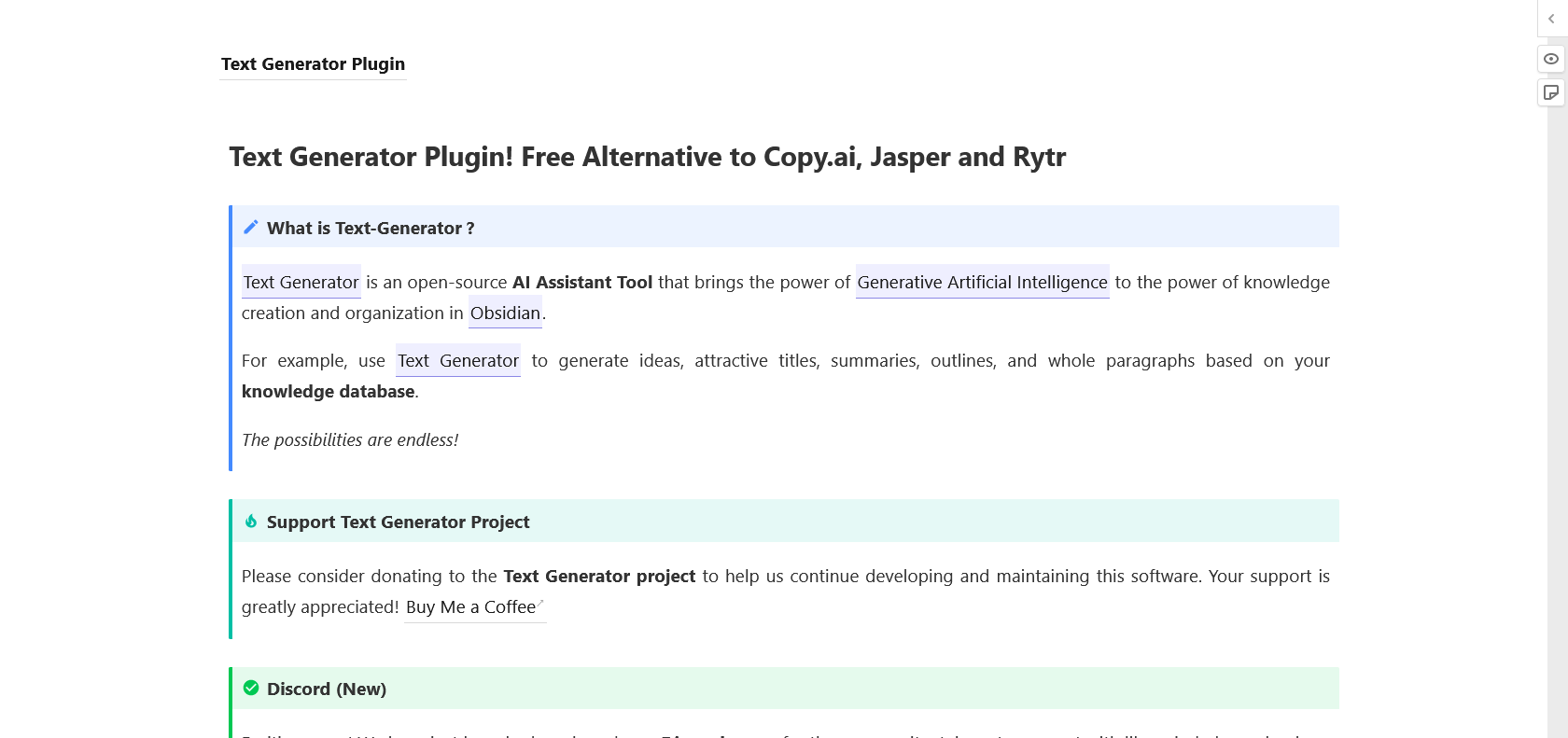 Screenshot of Text Generator Plugin Website