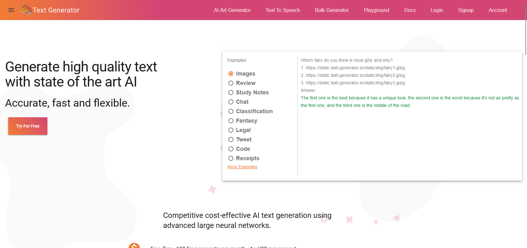 Screenshot of Text-Generator Website