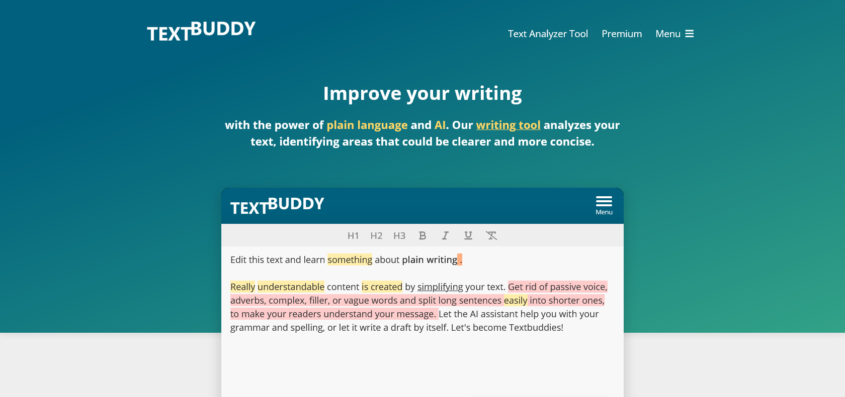 Screenshot of TextBuddy Website